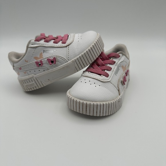 Puma Other - Puma Carina 2.0 Butterfly‎ Sneakers Toddler Size 5C White Pink Platform Shoes